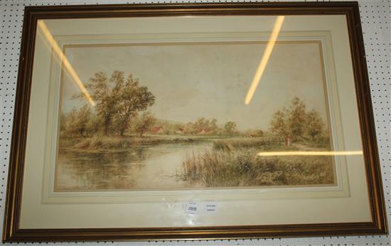 Henry John Kinnaird (fl.1880-1920), watercolour, River scene, signed